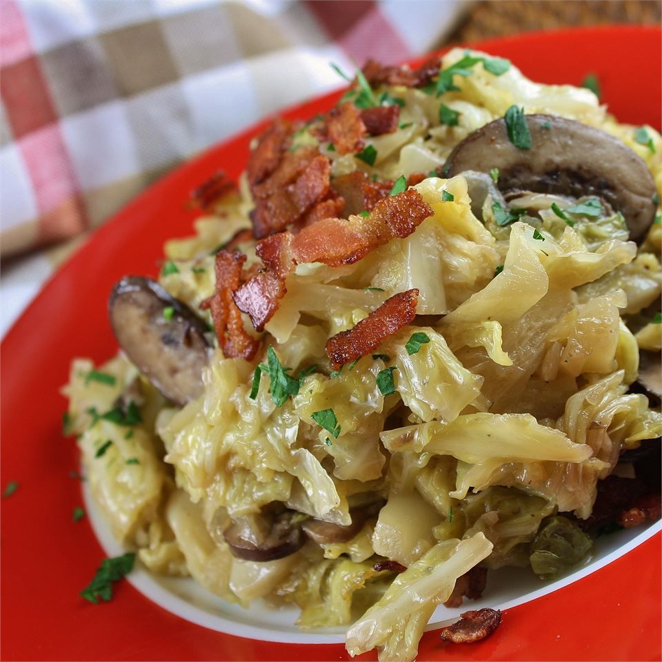 Southern Fried Cabbage with Bacon, Mushrooms, and Onions Recipe