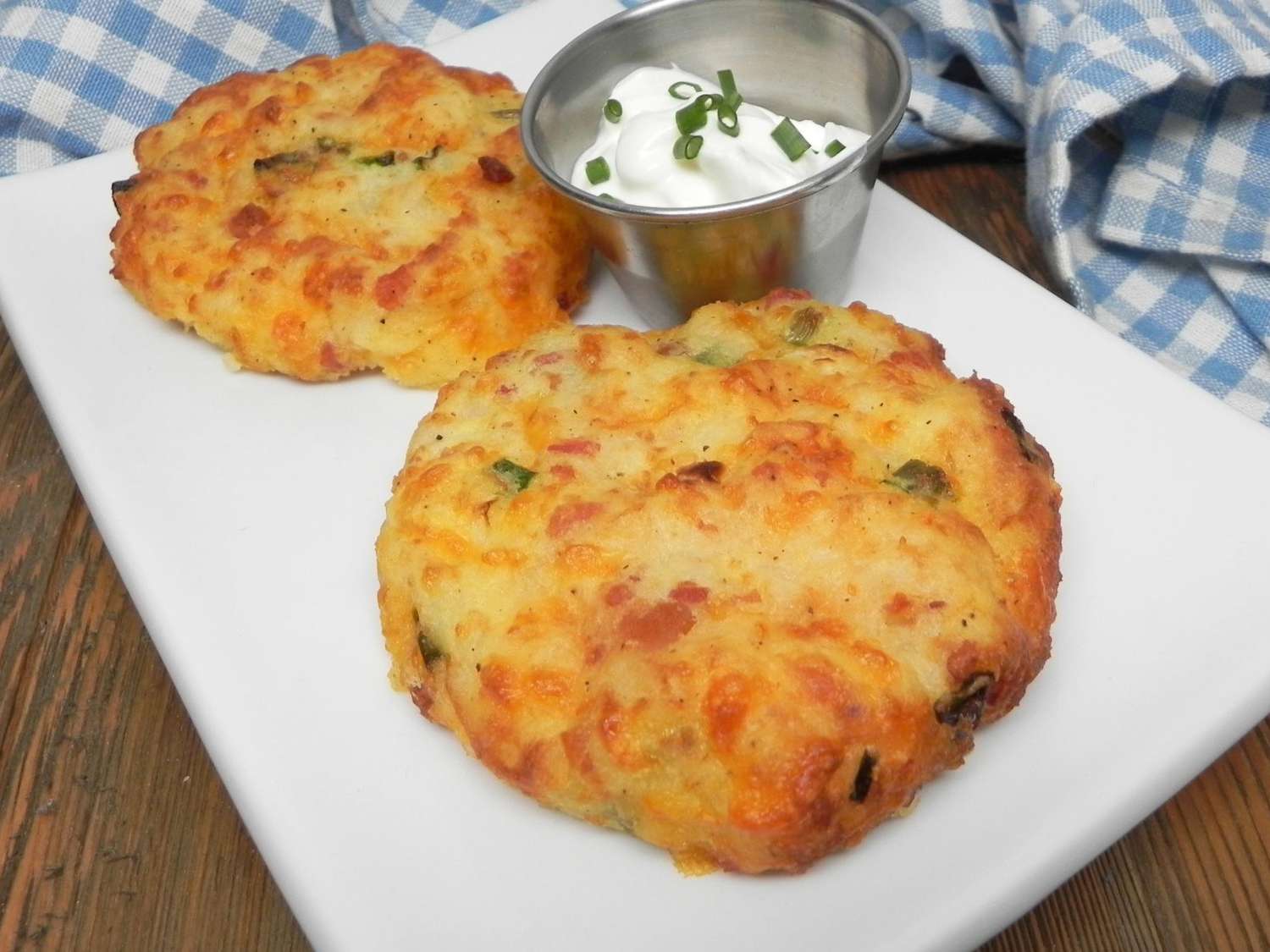 Air Fryer Loaded Mashed Potato Cakes Recipe