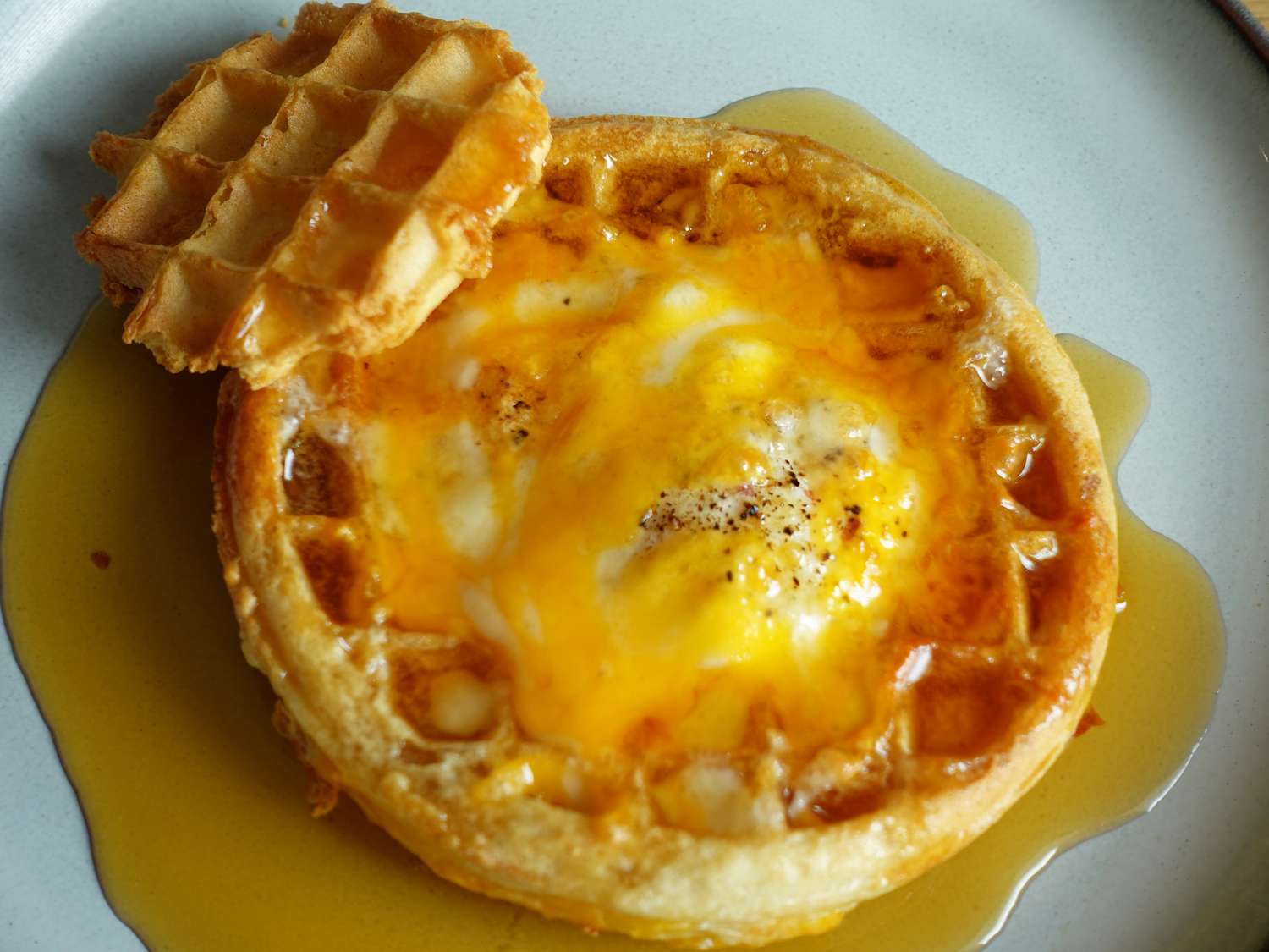 Air Fryer Waffle Egg in a Hole Recipe