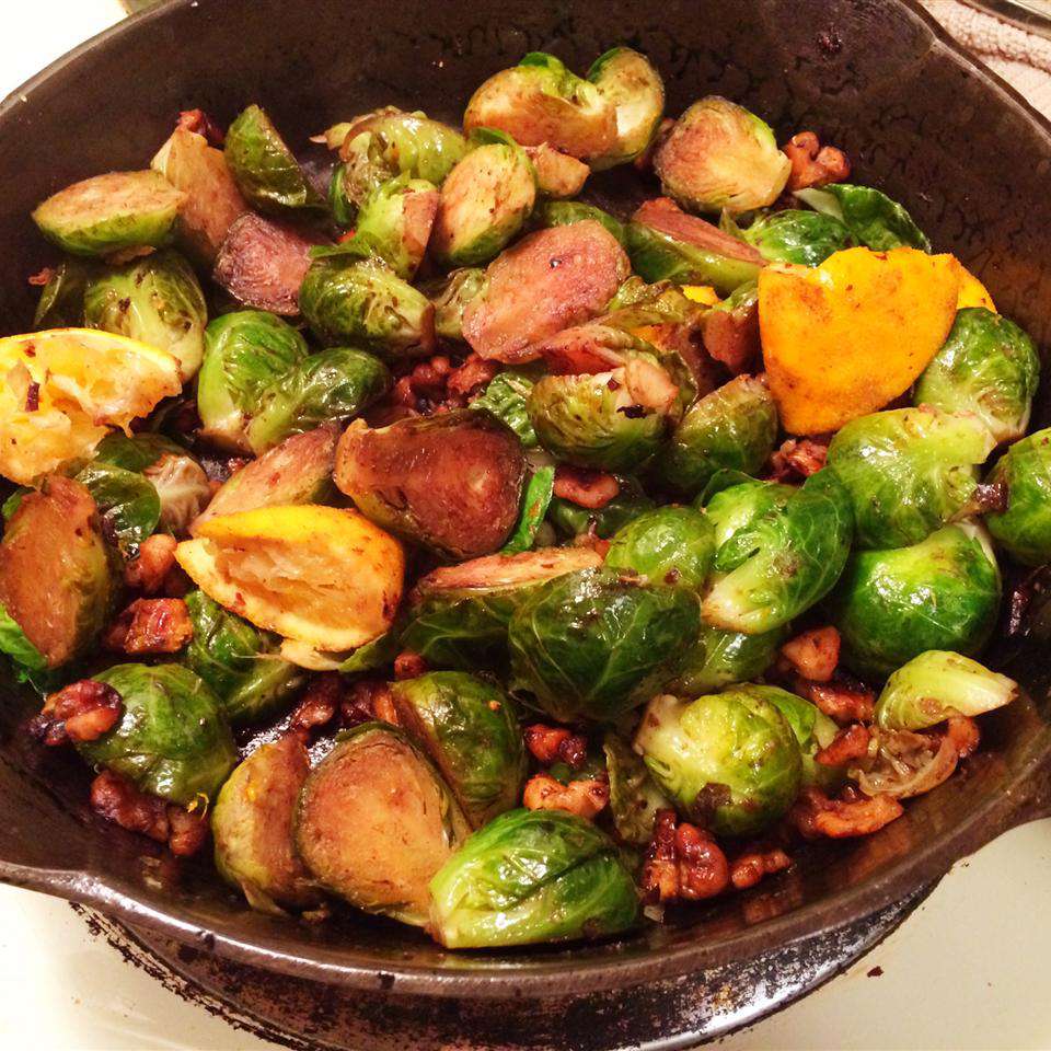 Browned Brussels Sprouts with Orange and Walnuts Recipe