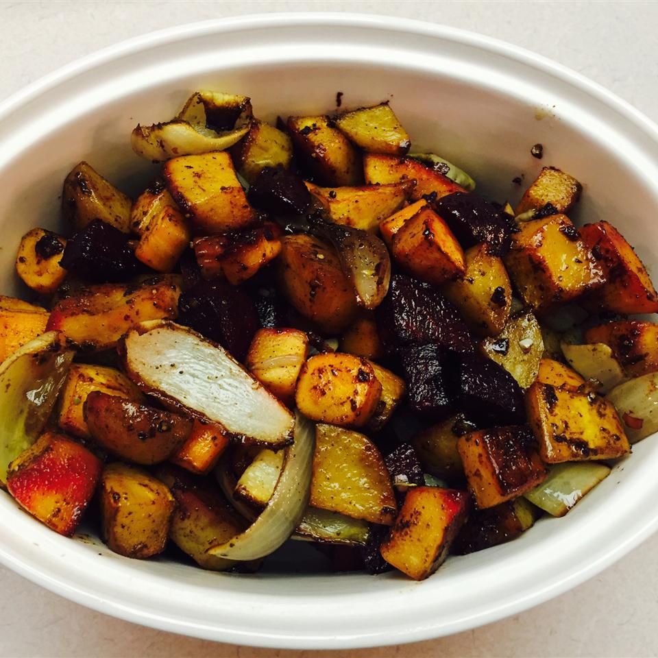 Roasted Pumpkin with Root Vegetables and Broccoli Recipe