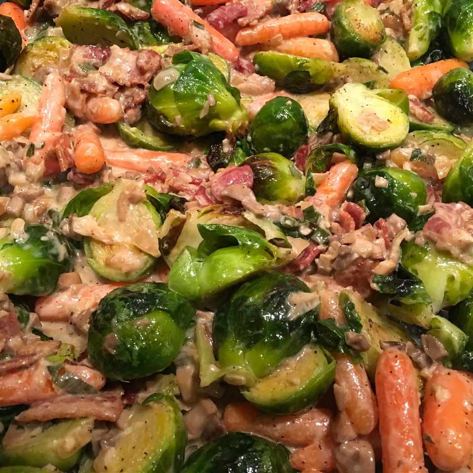 Brussels Sprouts in a Sherry Bacon Cream Sauce Recipe