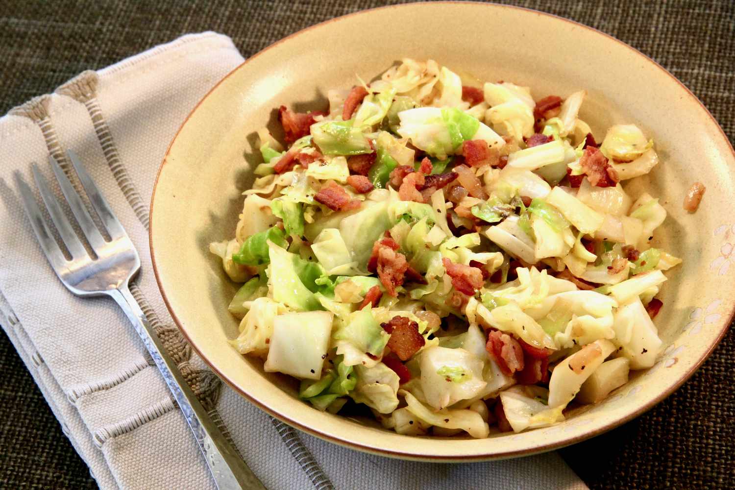 Fried Cabbage with Bacon and Garlic Recipe