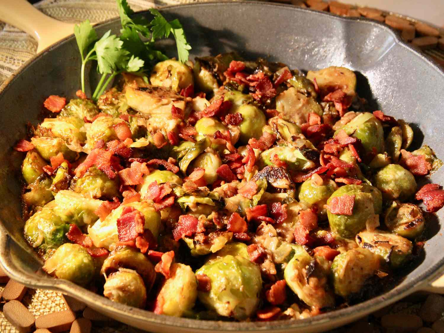 Cheesy Brussels Sprouts with Bacon Recipe