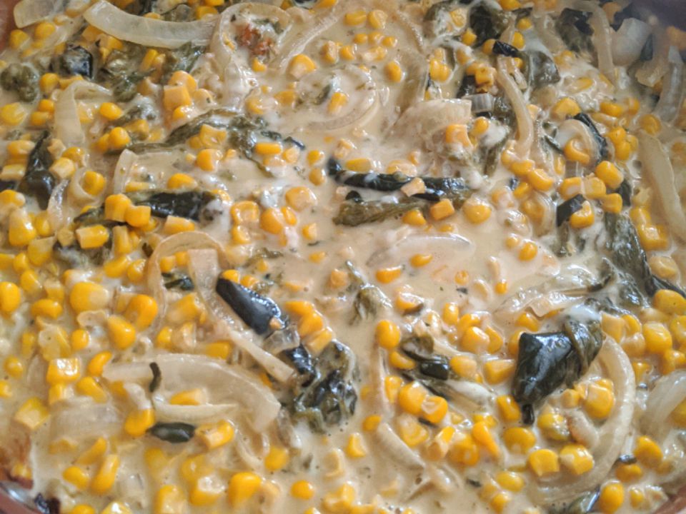 Rajas con Crema, Elote, y Queso (Creamy Poblano Peppers and Sweet Corn) Recipe