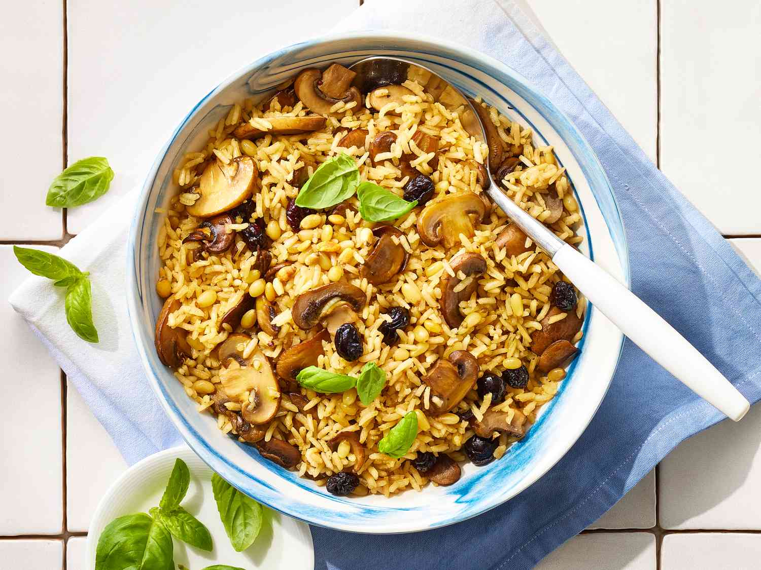 Mushroom Pilaf with Pine Nuts and Dried Cherries Recipe