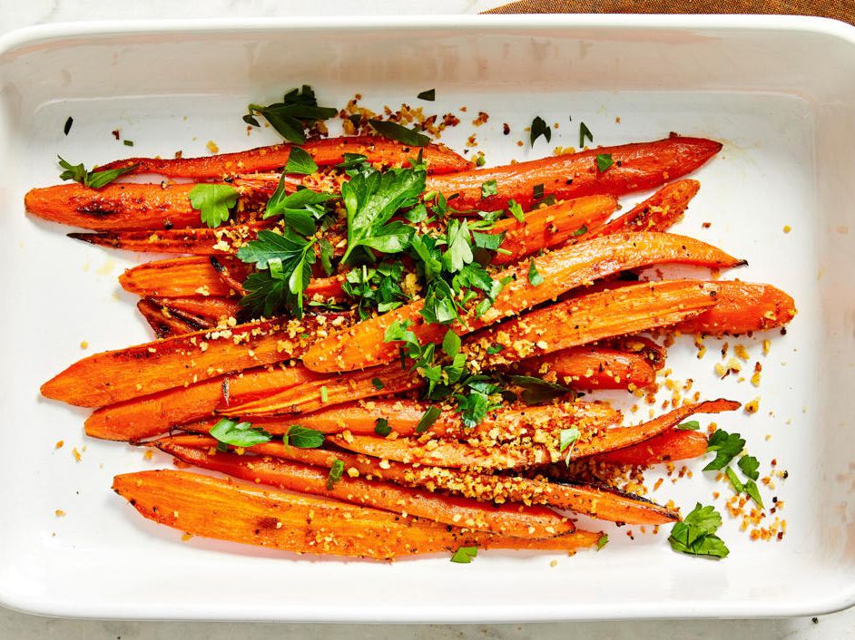 Roasted Carrots with Garlic Bread Crumbs Recipe