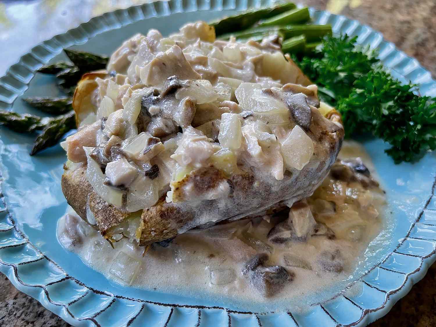 Chicken Stroganoff-Stuffed Baked Potatoes Recipe