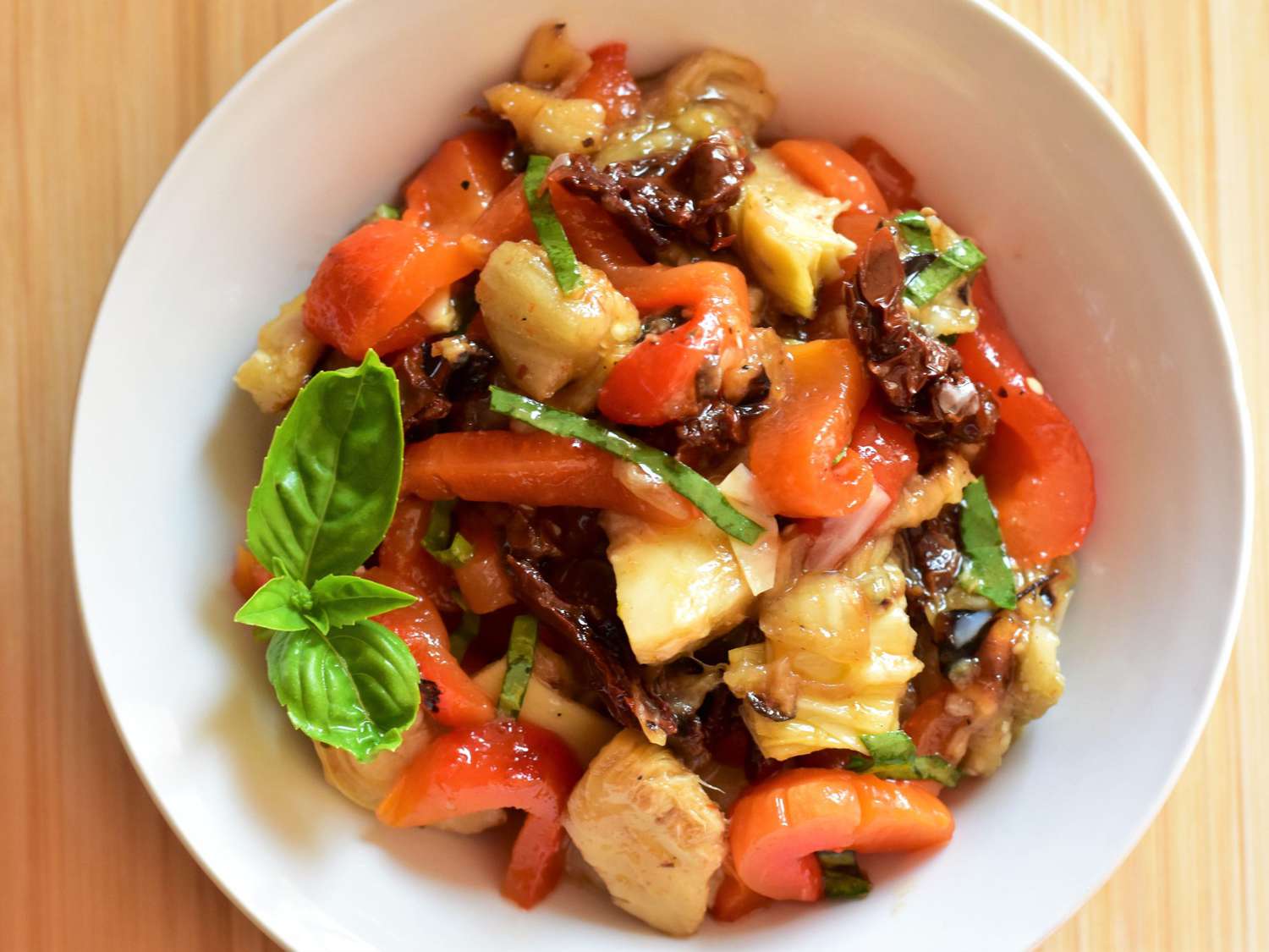 Roasted Eggplant and Red Bell Pepper Salad Recipe