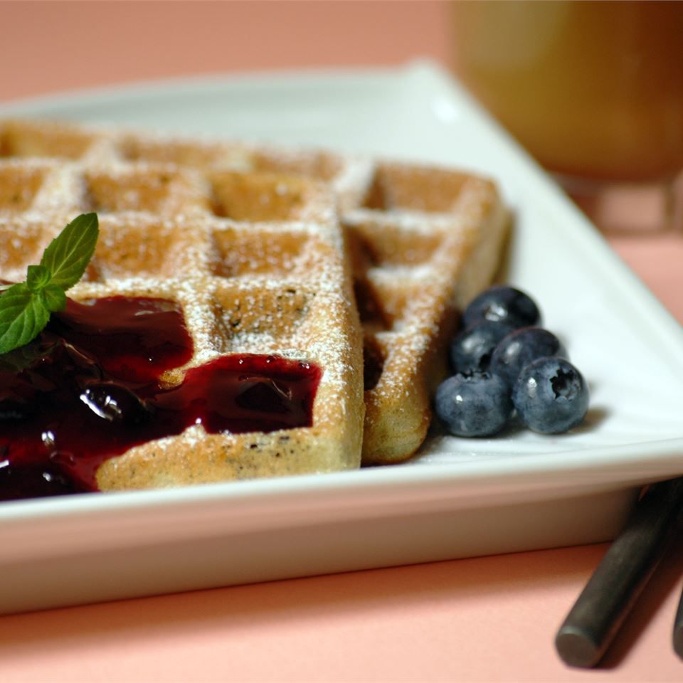 Blueberry Waffles with Fast Blueberry Sauce Recipe