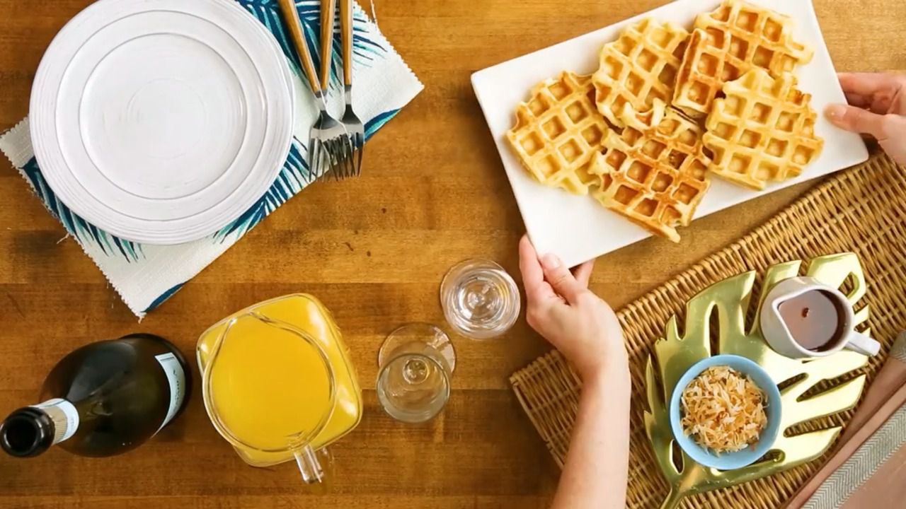 Hawaiian Waffles with Pineapple and Coconut Recipe