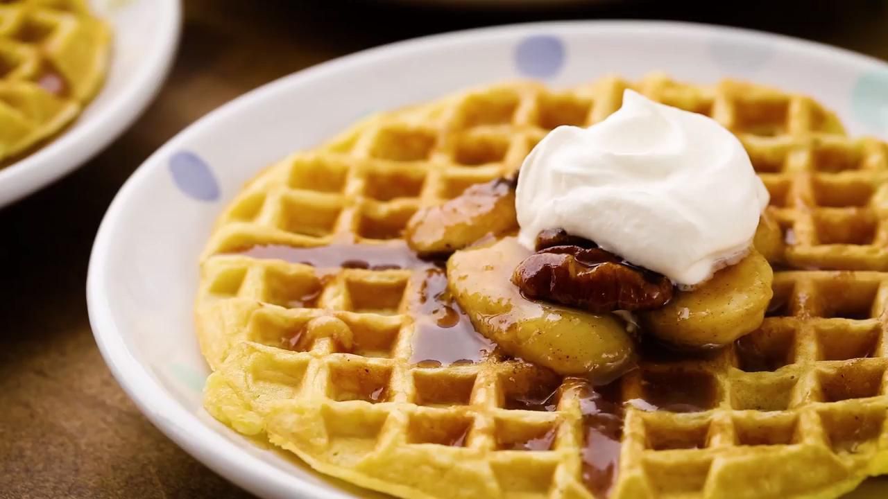 Bananas Foster Belgian Waffles Recipe