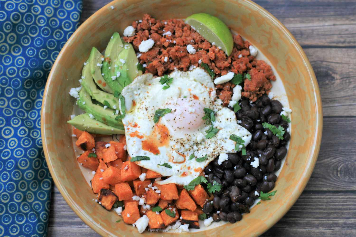 Roasted Sweet Potato, Black Bean, and Chorizo Breakfast Bowls Recipe