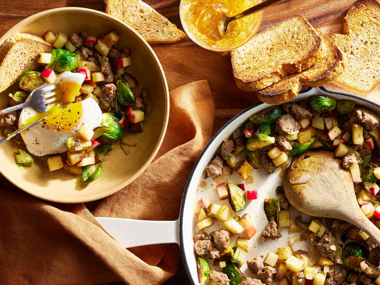 Turkey Sausage, Potato, Brussels Sprouts, and Apple Hash Recipe