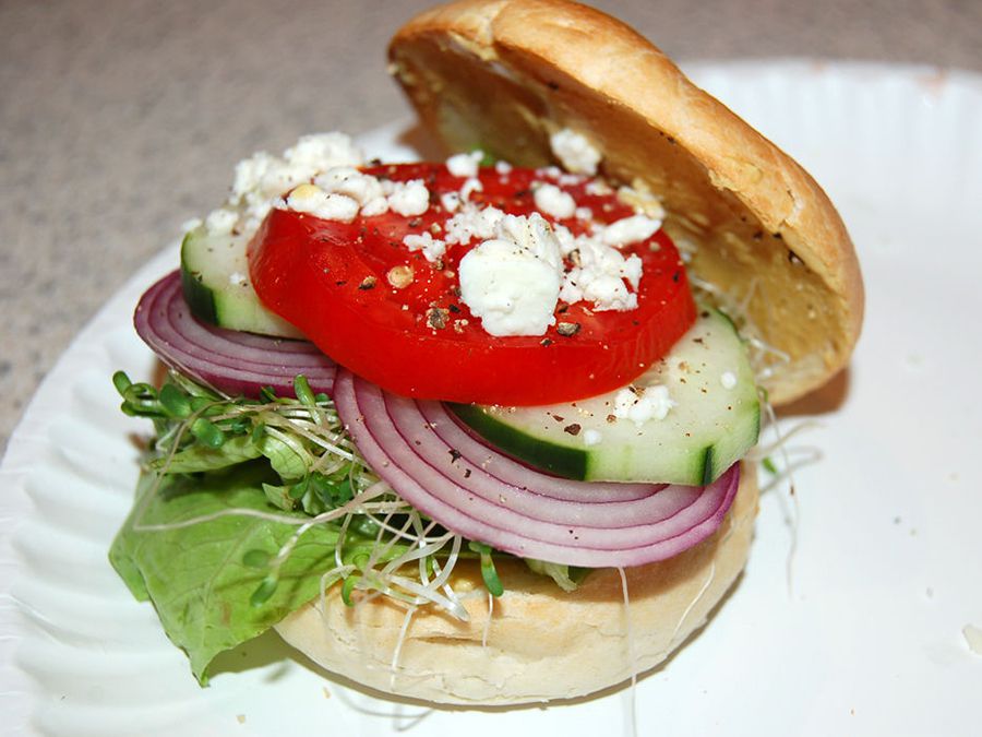 Fresh Veggie Bagel Sandwich Recipe