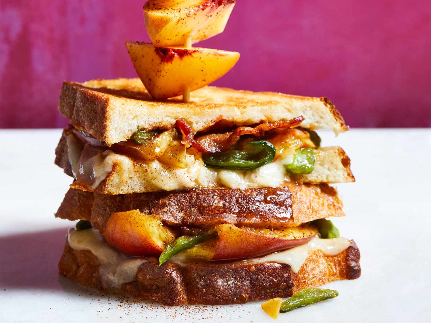 Smashed Peach and Poblano Grilled Cheese Recipe