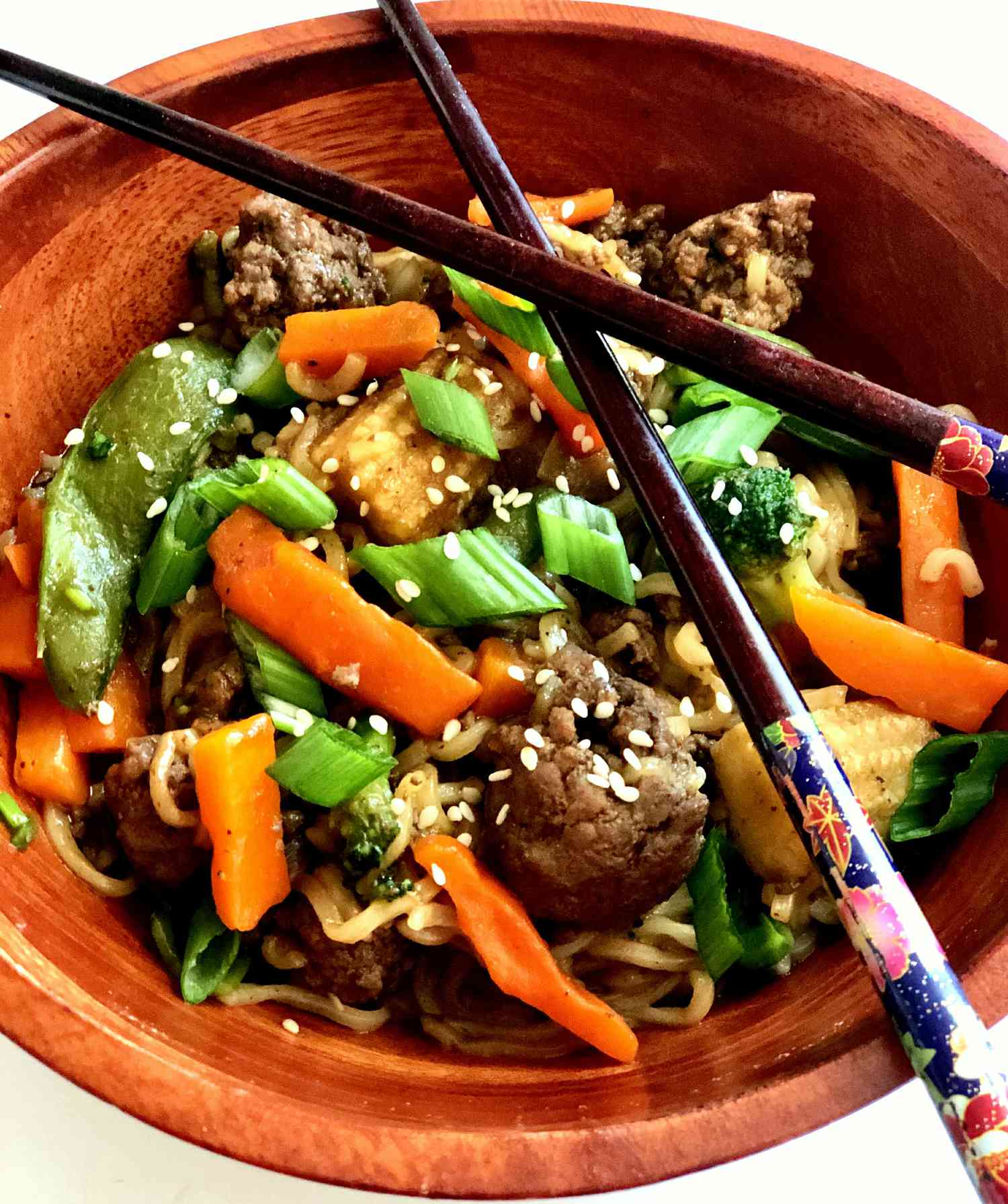 Asian Ground Beef Noodle Bowls Recipe