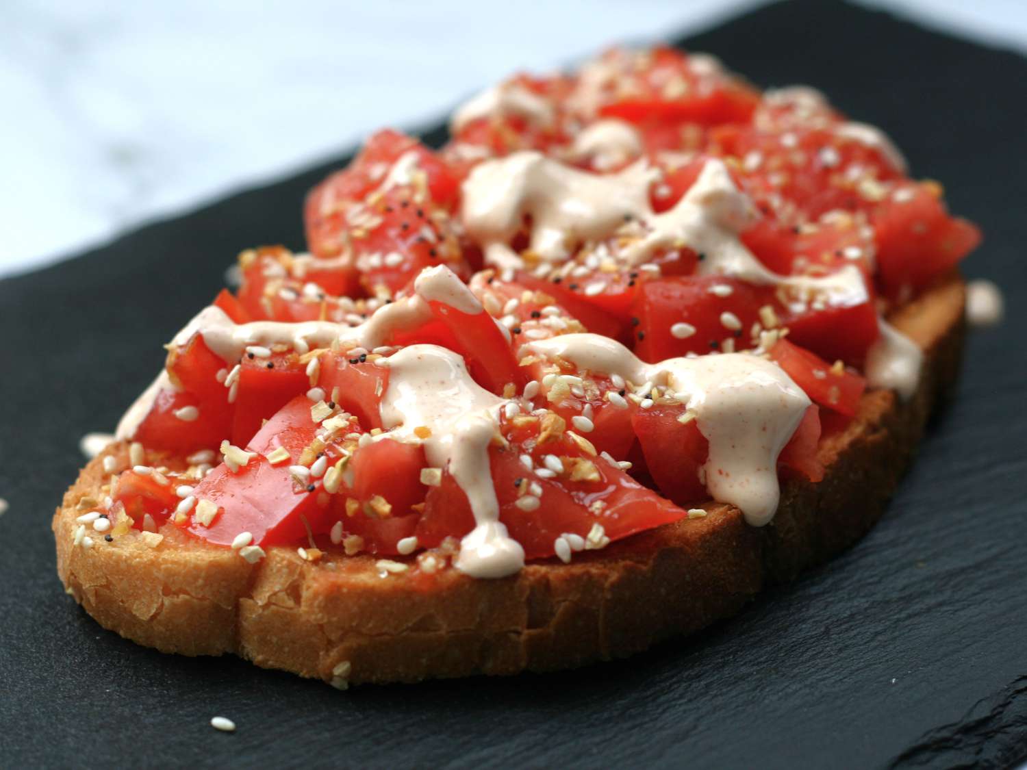 Tomato Toast with Sriracha Mayo Recipe