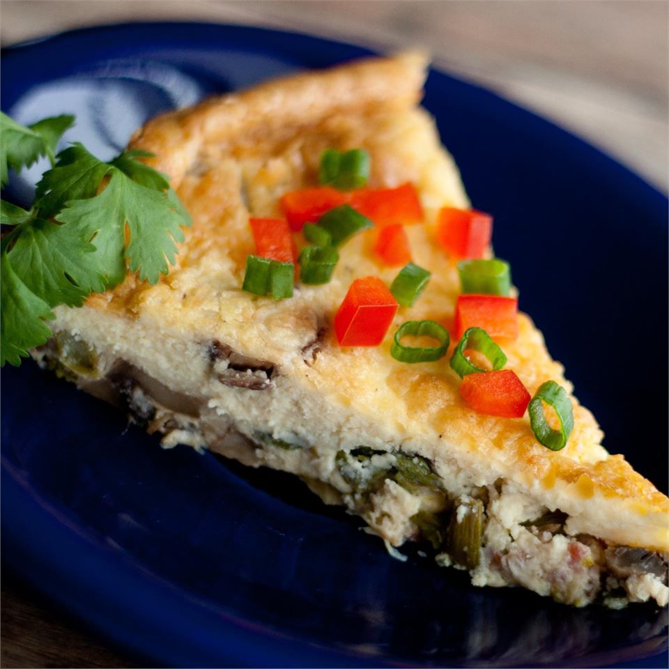 Asparagus Mushroom Bacon Crustless Quiche Recipe