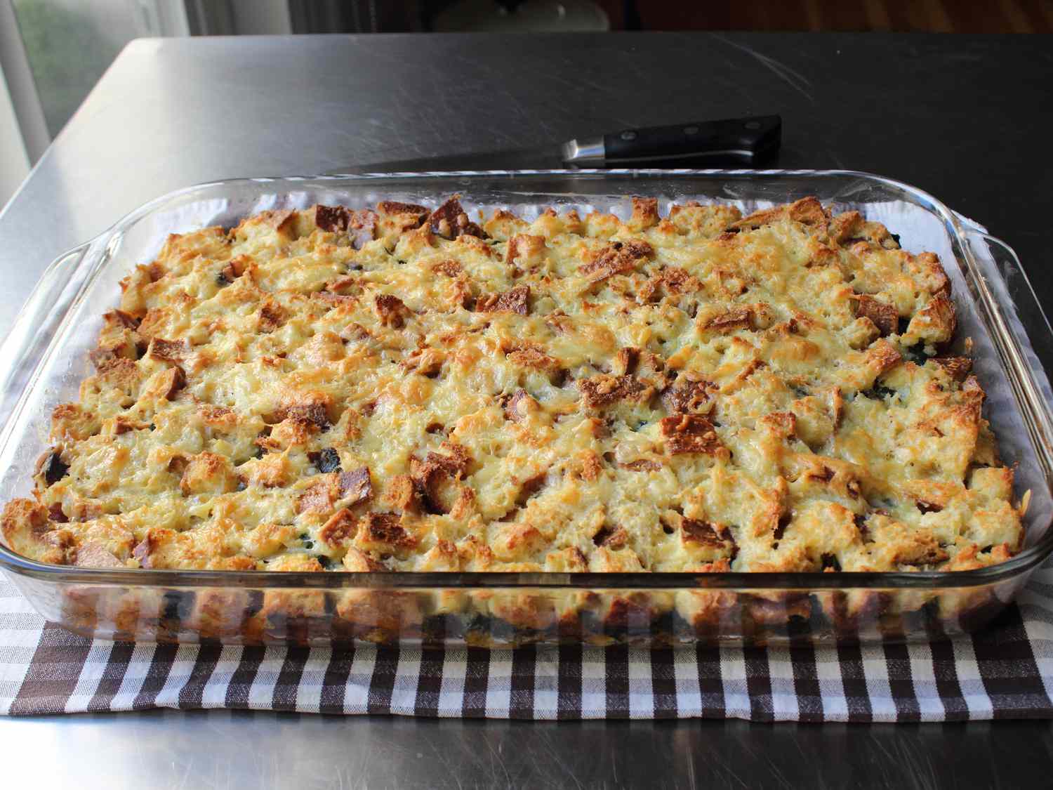 Bacon, Cheddar and Spinach Strata