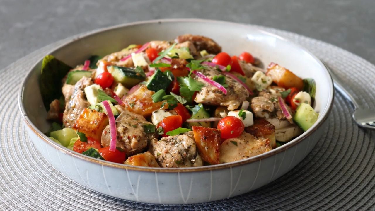 Greek Chicken and Potato Bowl