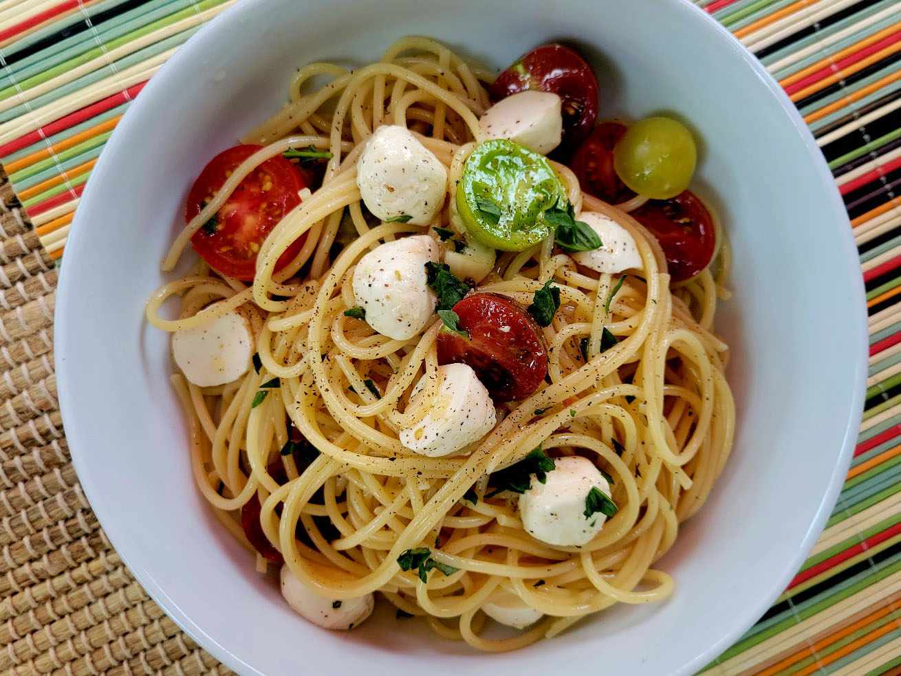 Caprese Pasta with Thai Basil Recipe