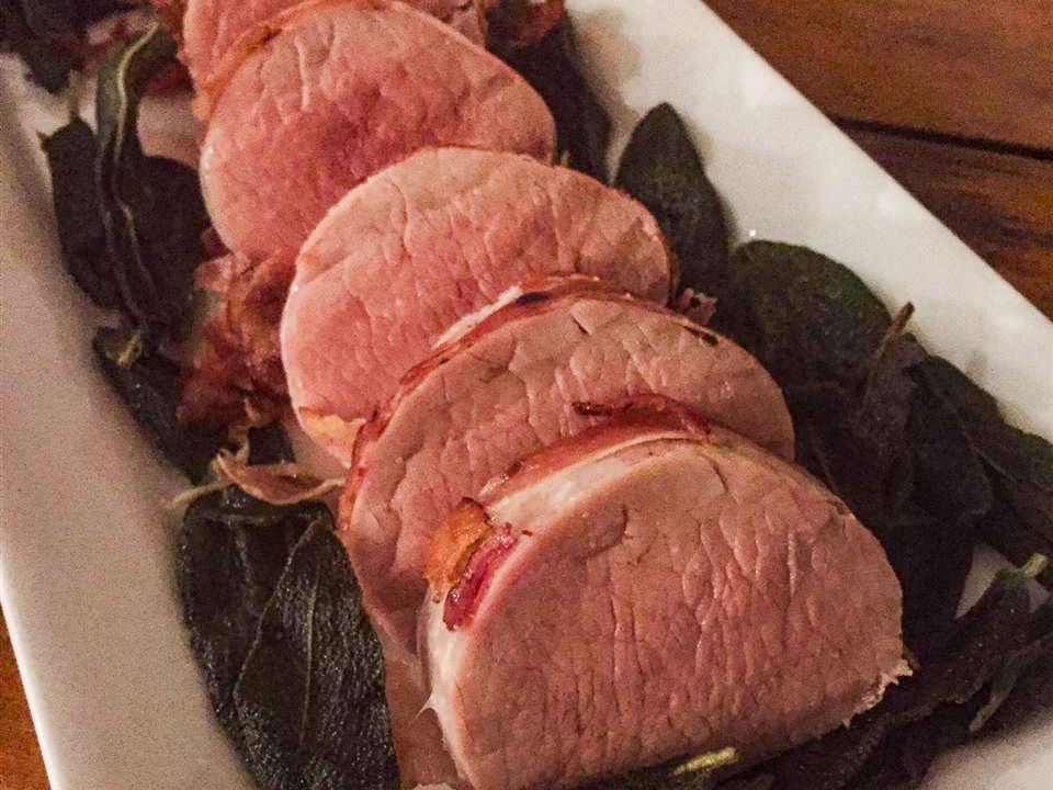 Prosciutto-Wrapped Pork Tenderloin with Crispy Sage Recipe