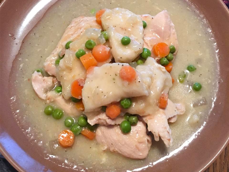 Healthier Slow Cooker Chicken and Dumplings Recipe