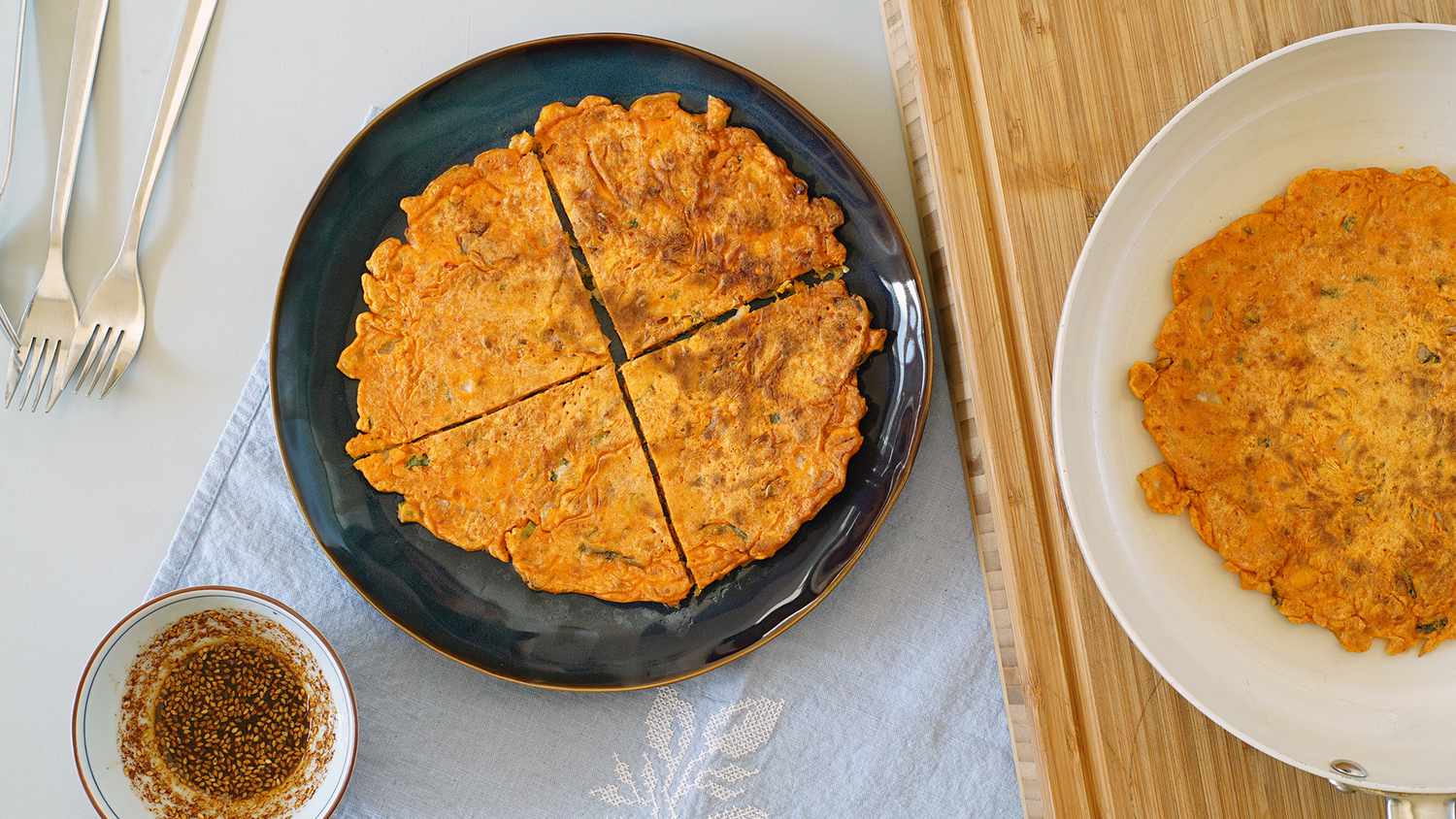 Kimchi Jun (Kimchi Pancake) and Dipping Sauce Recipe