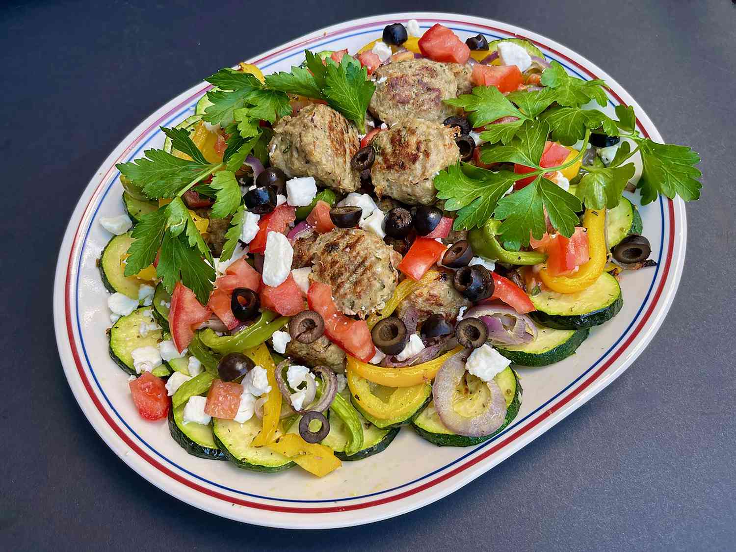 Mediterranean Turkey Meatball Sheet Pan Dinner Recipe