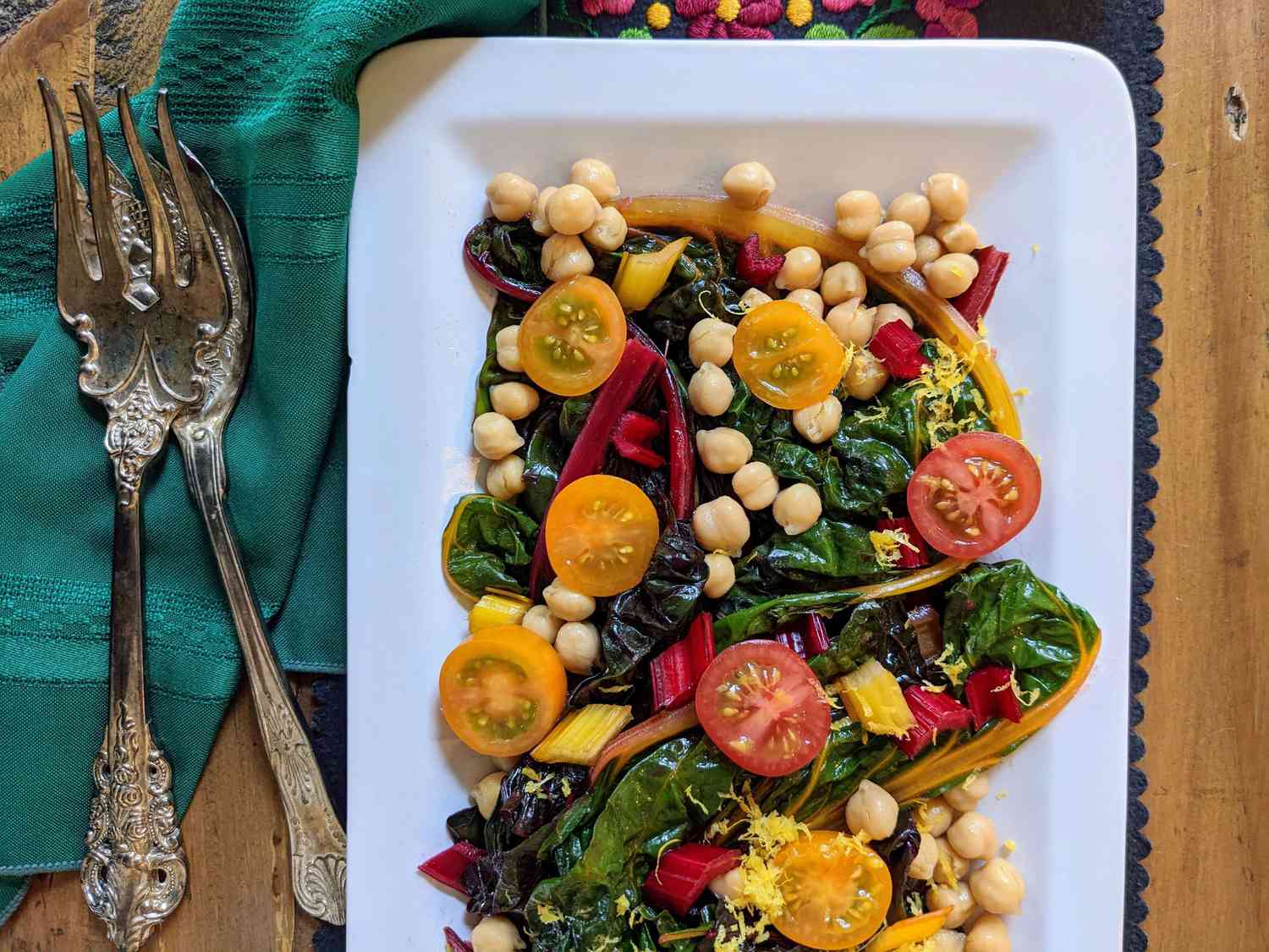 Swiss Chard with Garbanzo Beans and Fresh Tomatoes Recipe