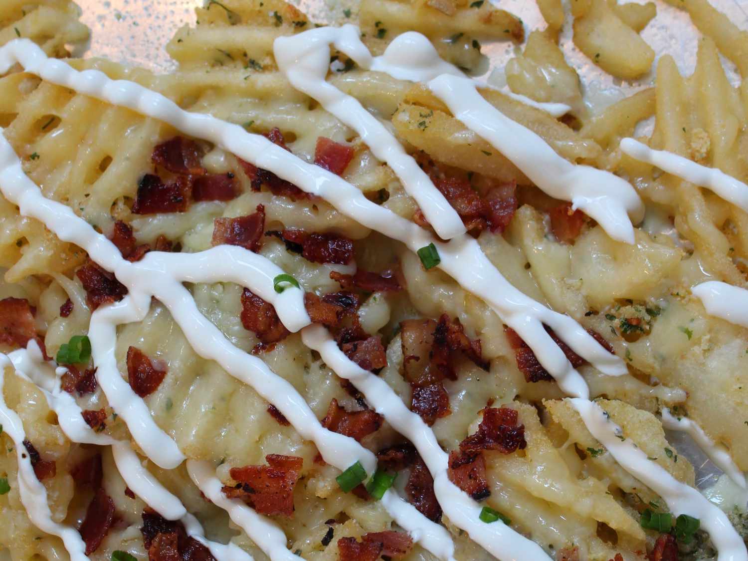 Loaded Sour Cream and Onion Waffle Fries Recipe