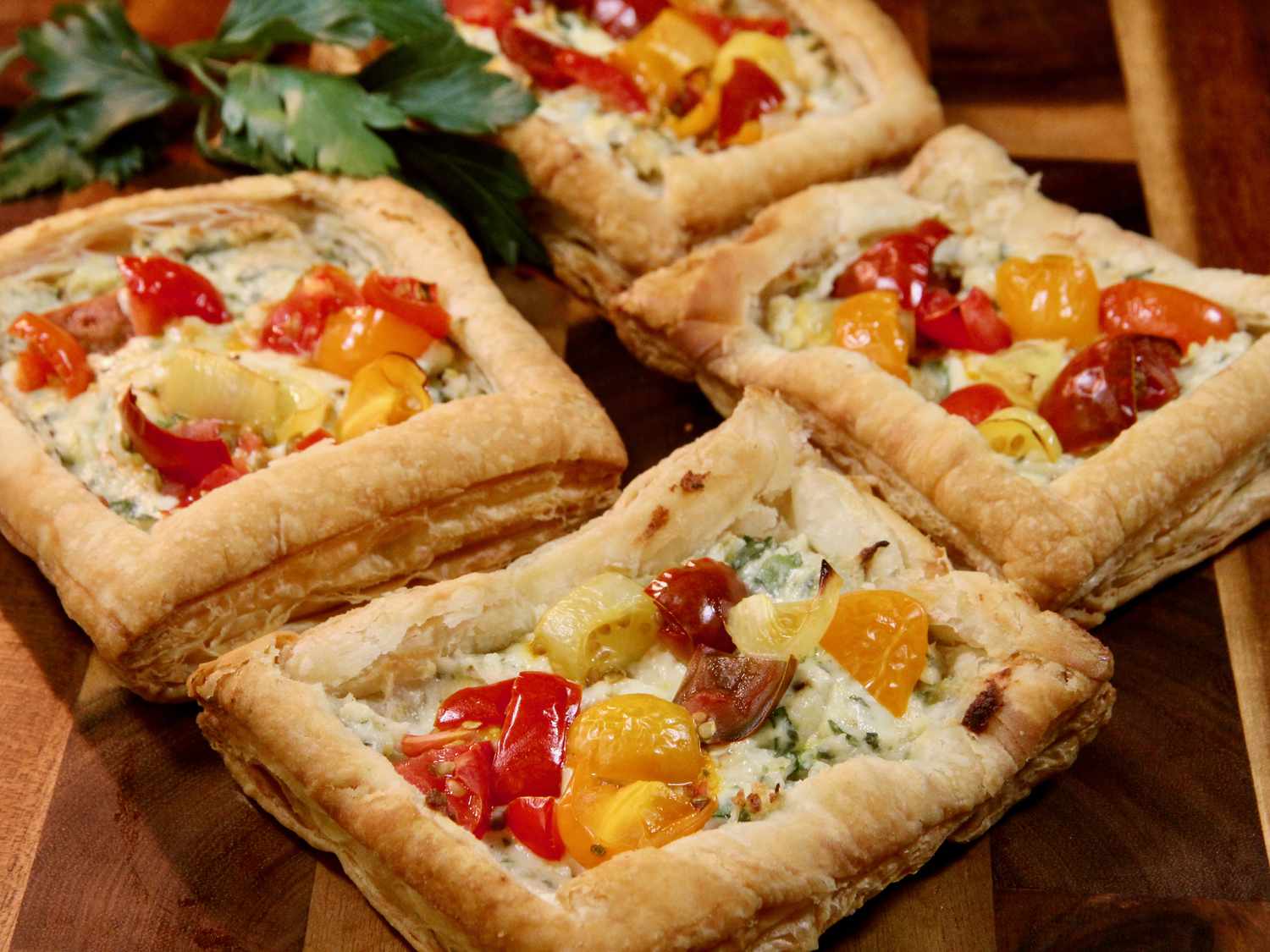 Puff Pastry Squares with Boursin and Tomatoes Recipe