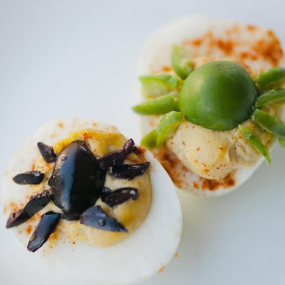 Spider Deviled Eggs for Halloween Recipe