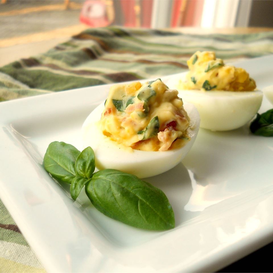 Garlic, Basil, and Bacon Deviled Eggs Recipe