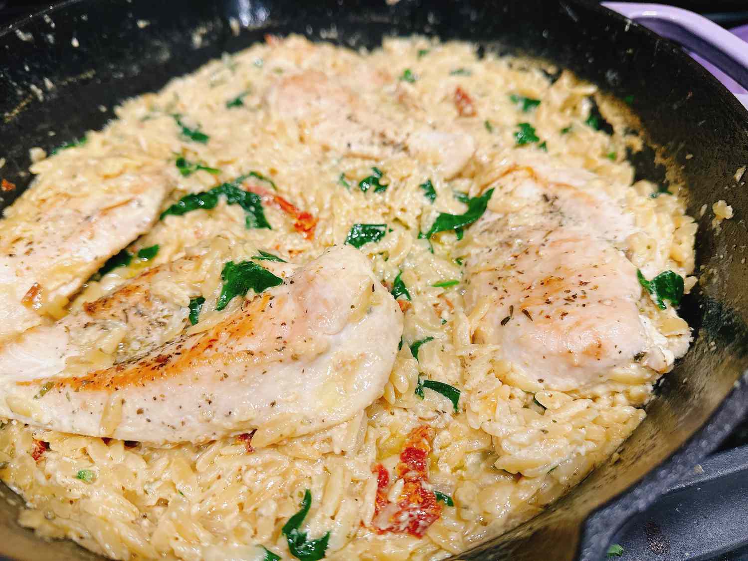 Creamy Chicken Boursin Orzo Bake Recipe