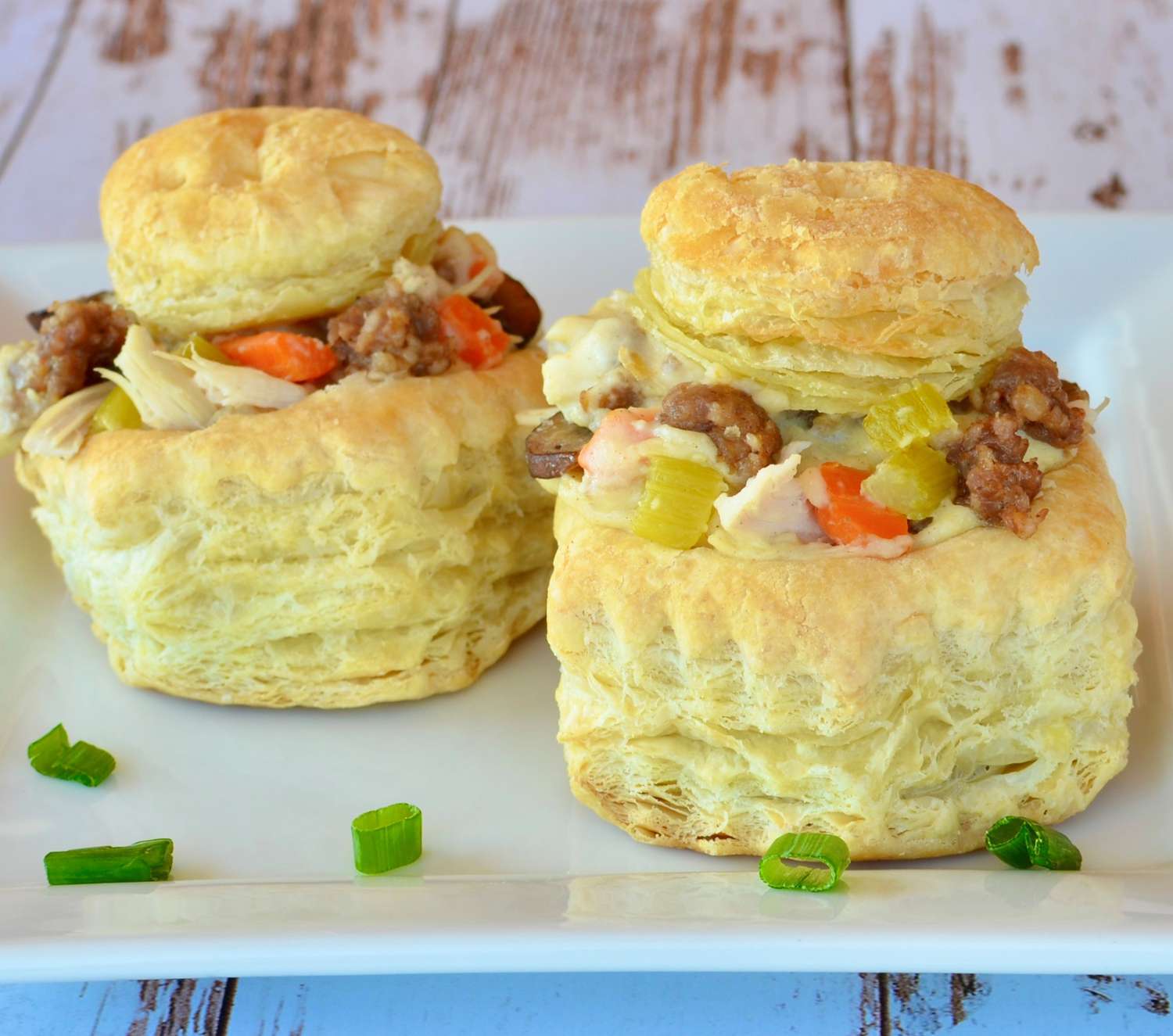 Sausage and Chicken Puff Pastry Shells