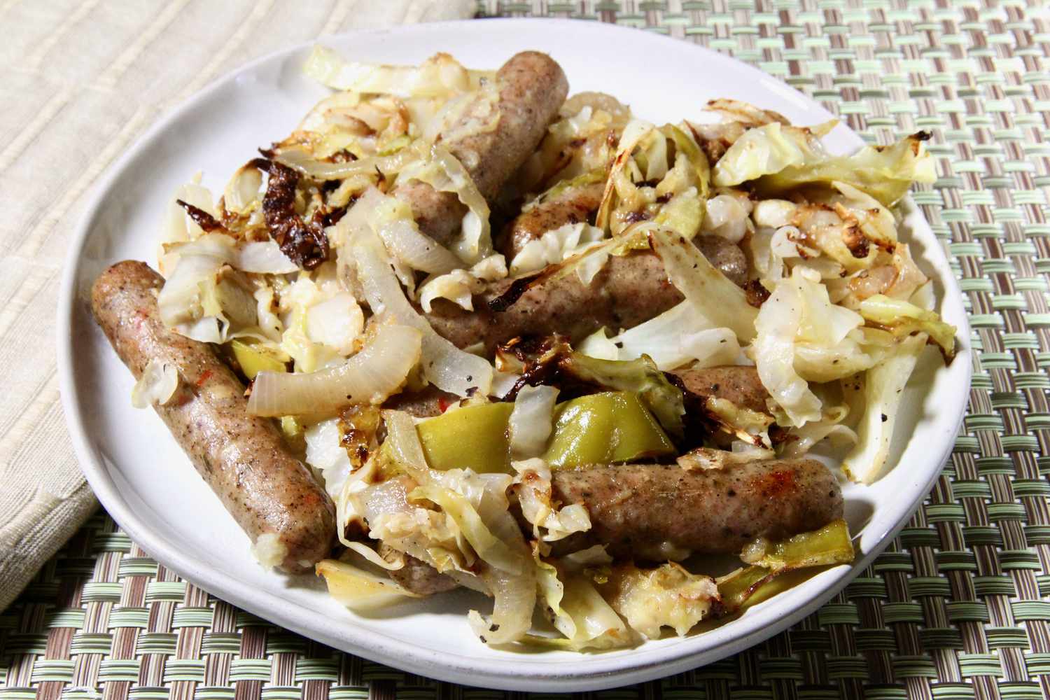 Basic Sheet Pan Chicken Sausage and Roasted Cabbage Recipe