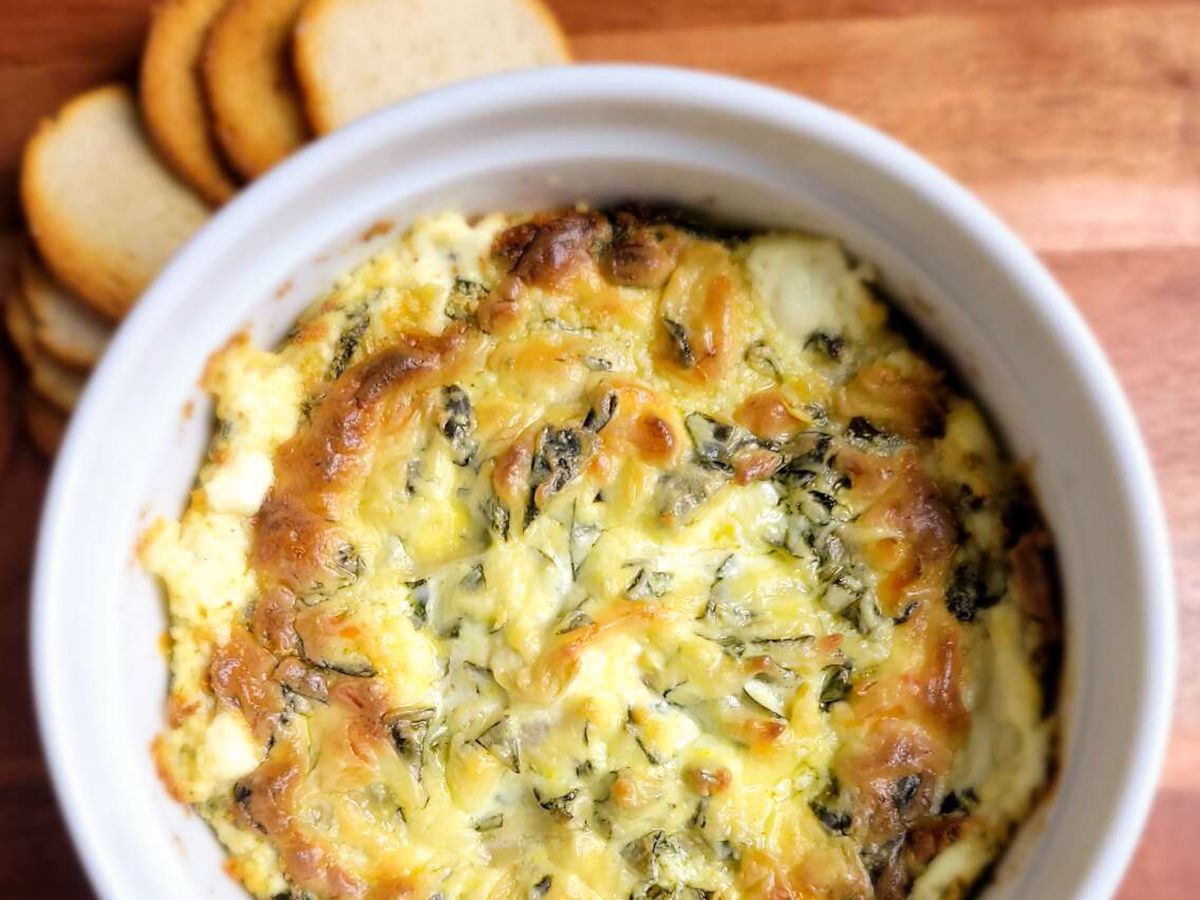 Baked Spinach-Artichoke Dip without Mayo Recipe