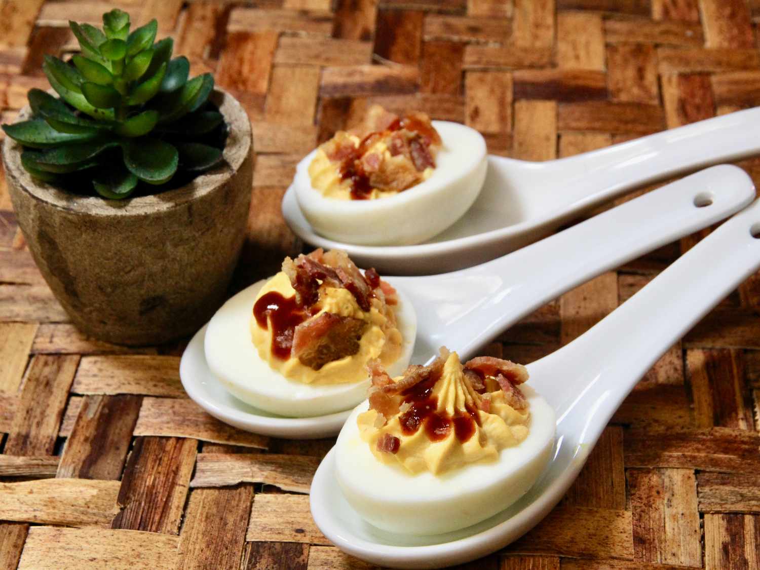 Sriracha Deviled Eggs with Bacon Recipe