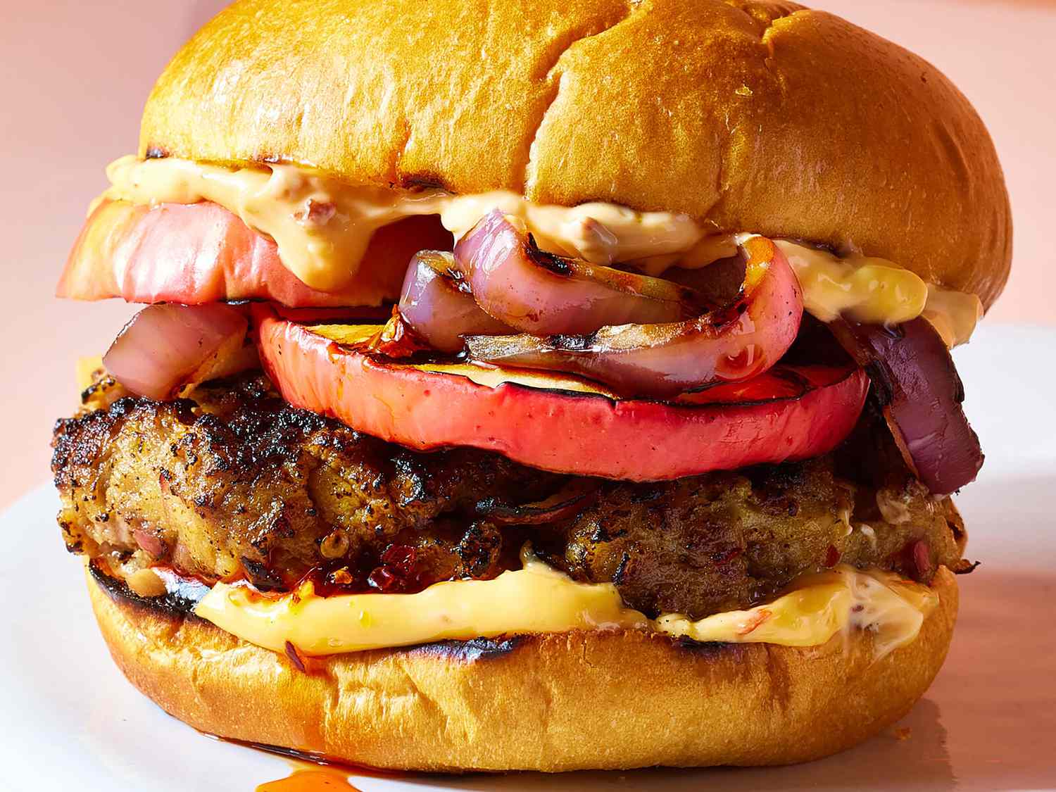 Hamburgers with Grilled Apple and Chili Crisp Recipe