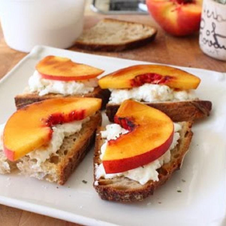 Peach Brulee Burrata Bruschetta