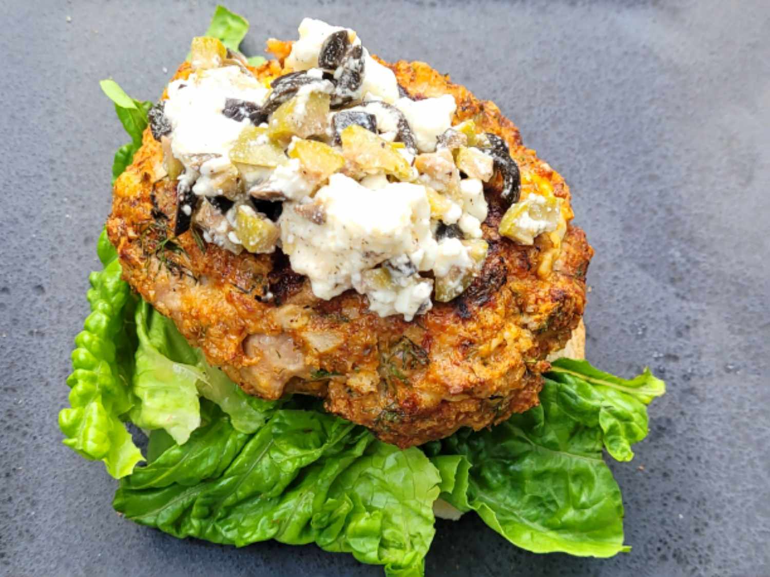 Mediterranean Ground Turkey Burgers with Olive and Feta Topping Recipe