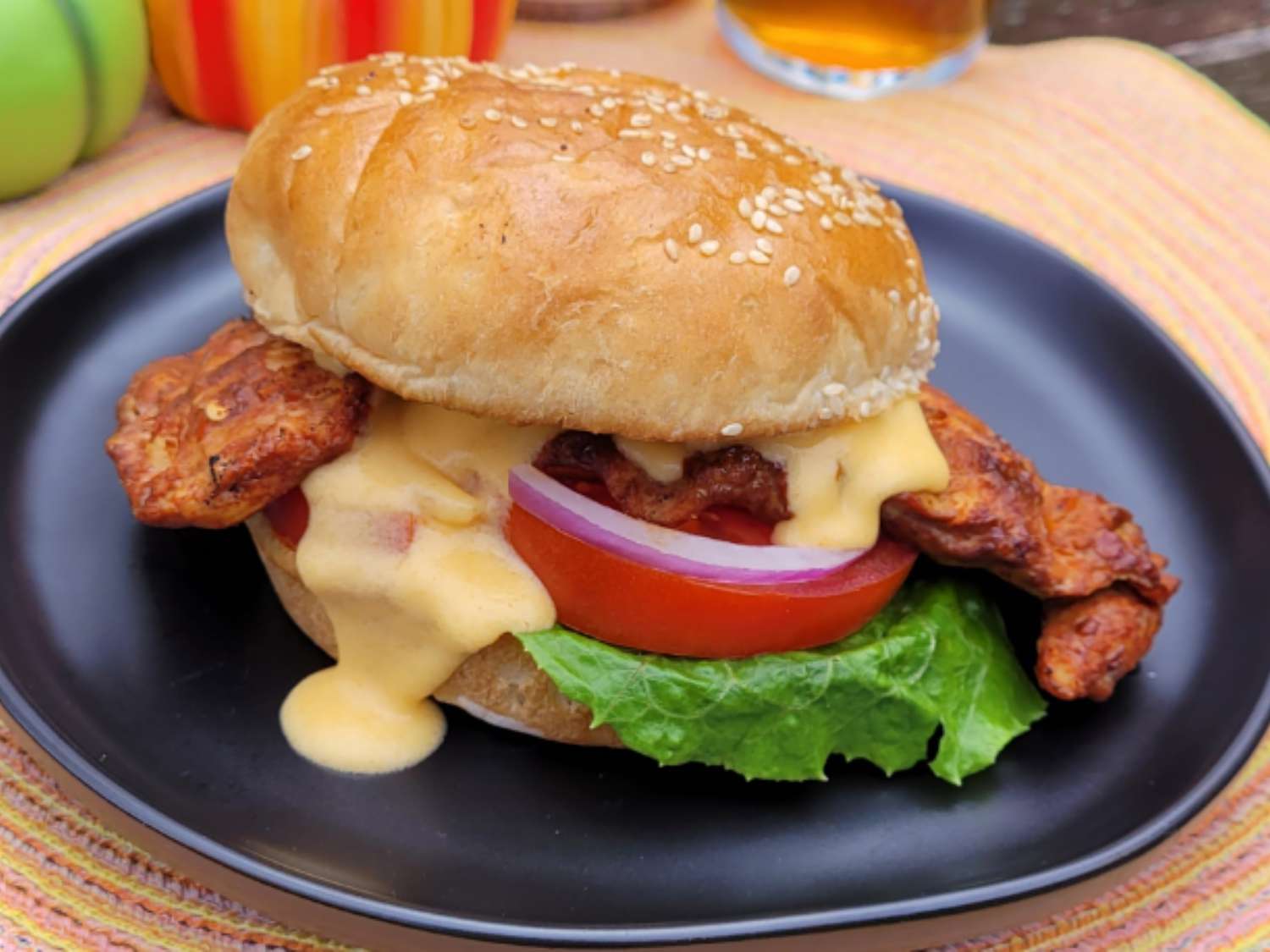 Spicy Chicken Burger with Beer Cheese Sauce Recipe