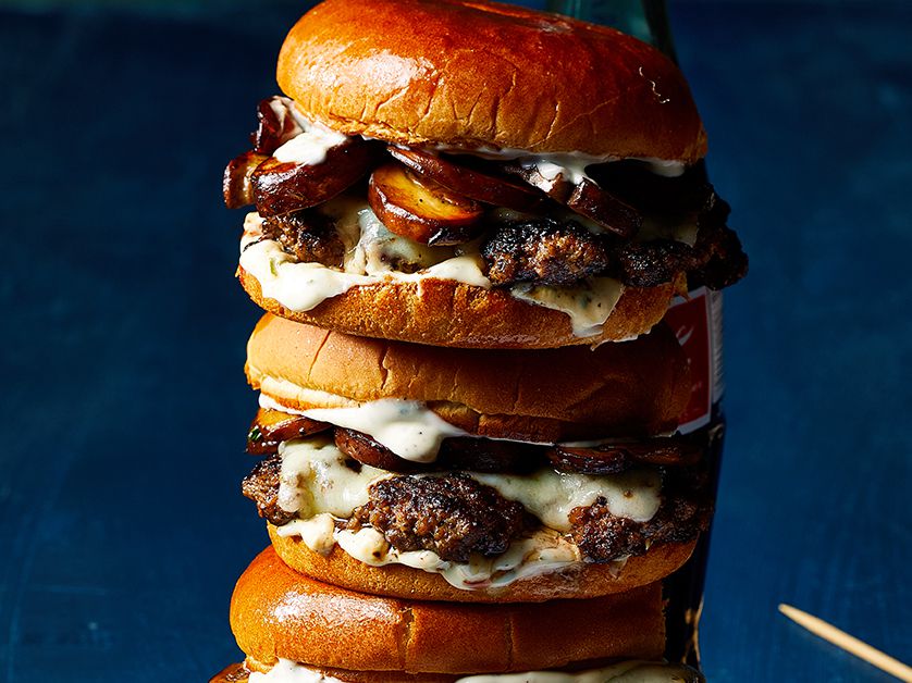 Mushroom Swiss Smashburgers with Truffle Sauce Recipe