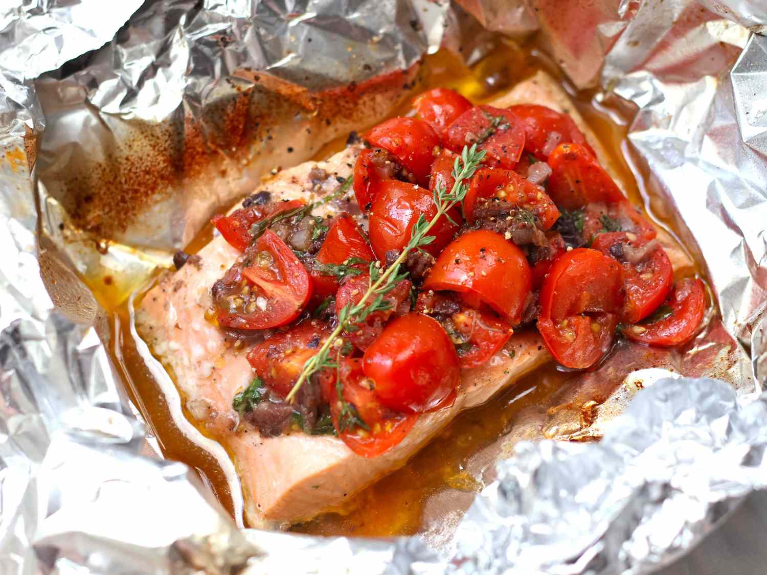 Mediterranean Salmon Foil Packets Recipe