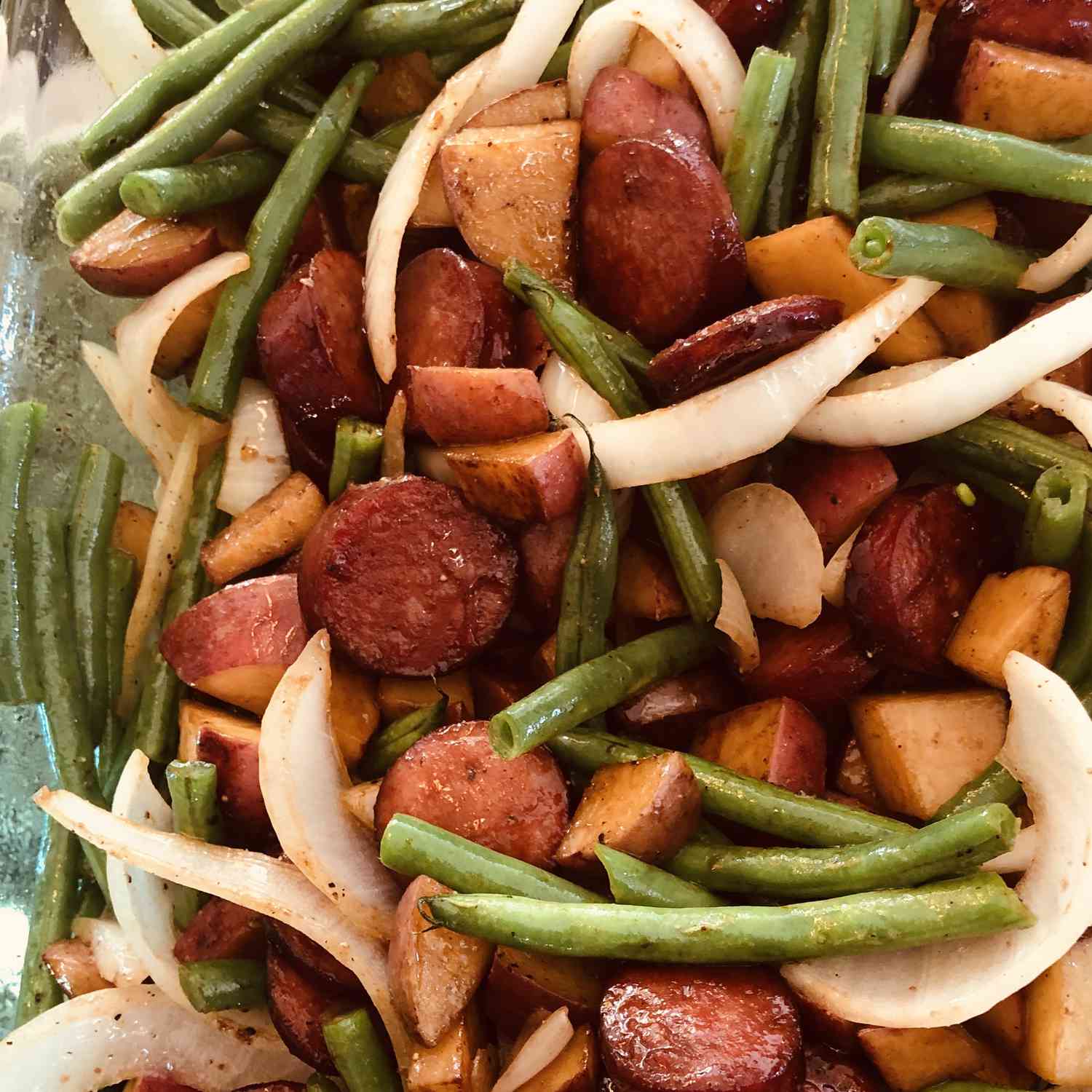 Grilled Sausage with Potatoes and Green Beans Recipe