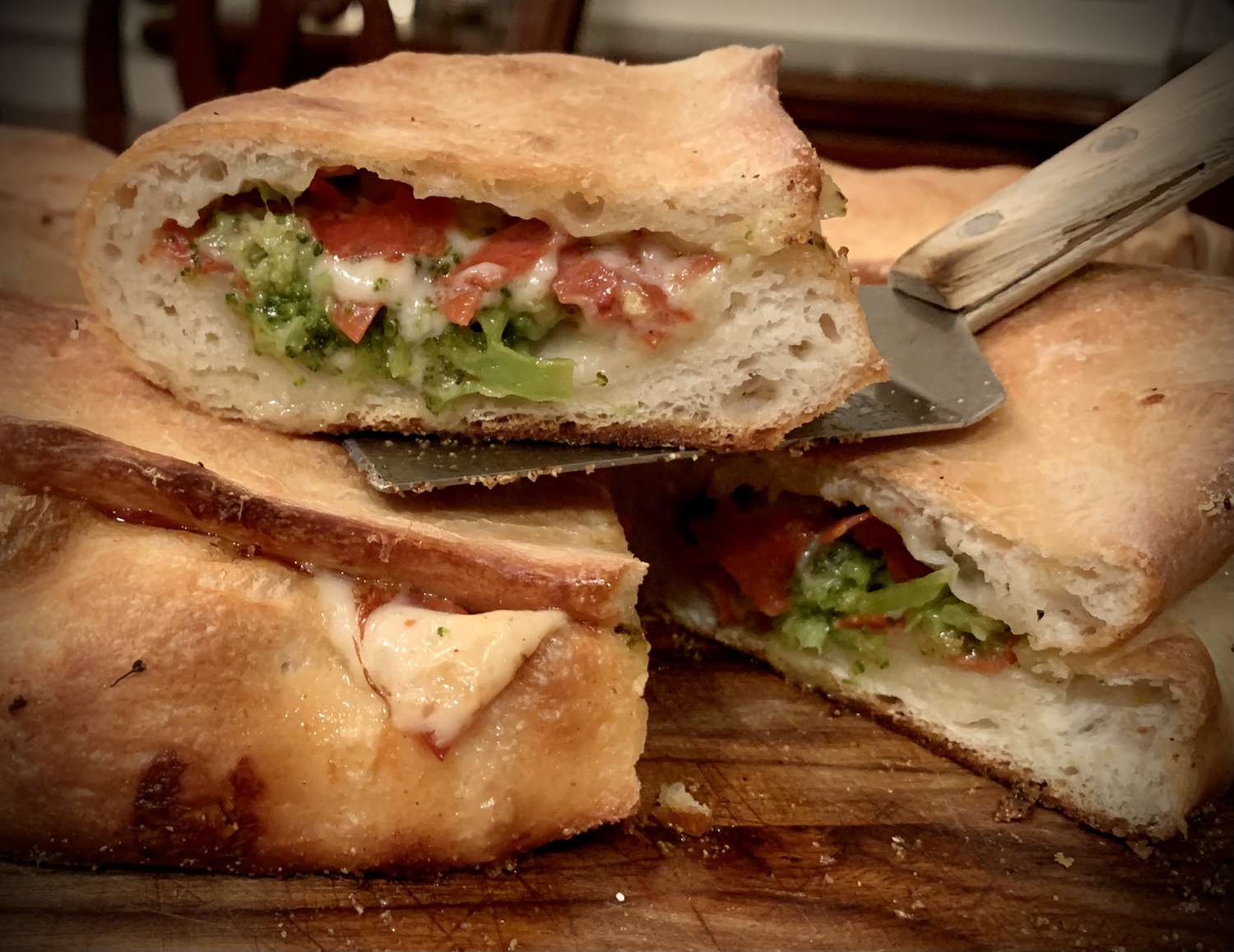 Broccoli, Pepperoni and Three Cheese Calzones Recipe