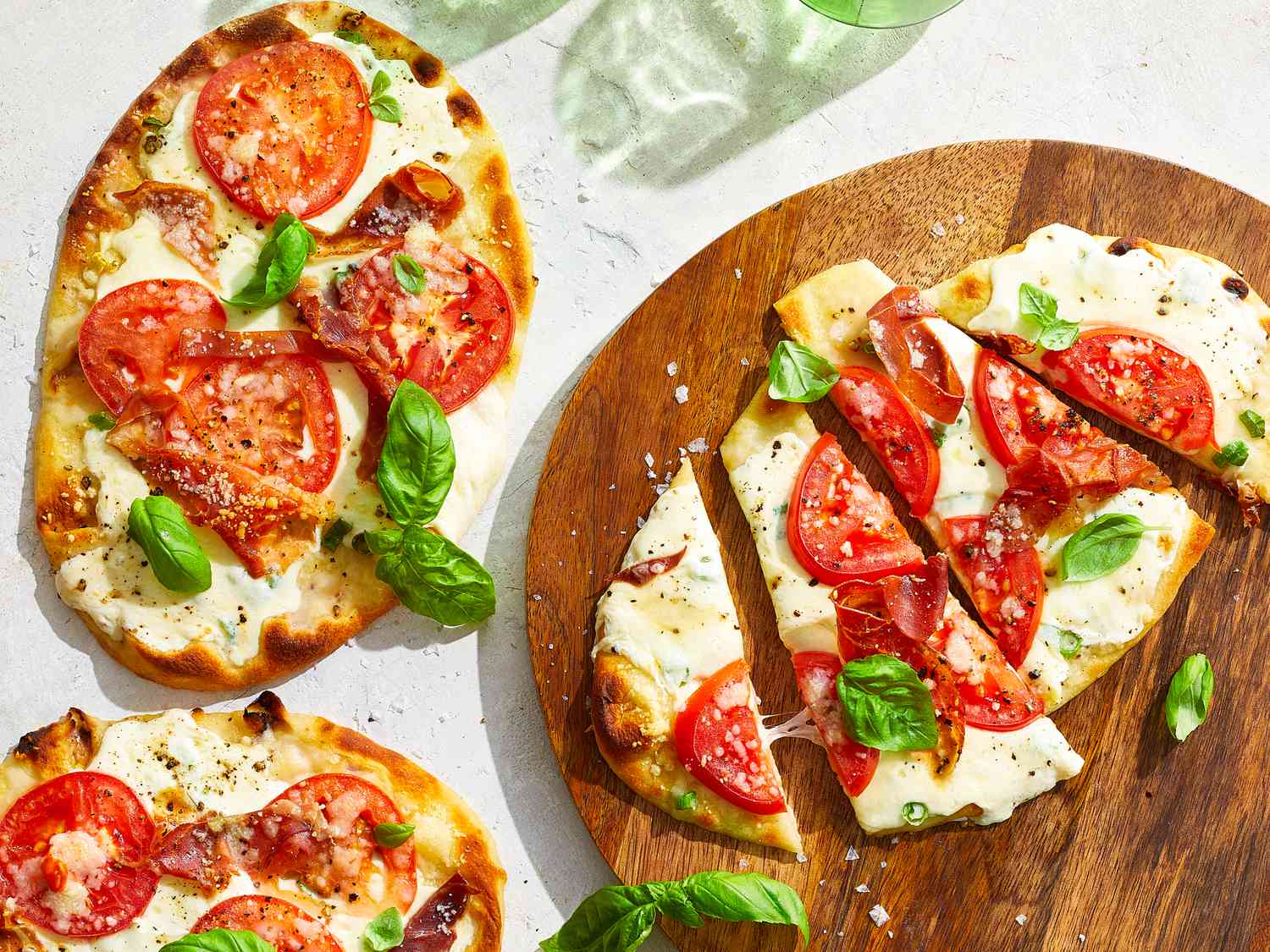 Naan Bread Margherita Pizza with Prosciutto Recipe