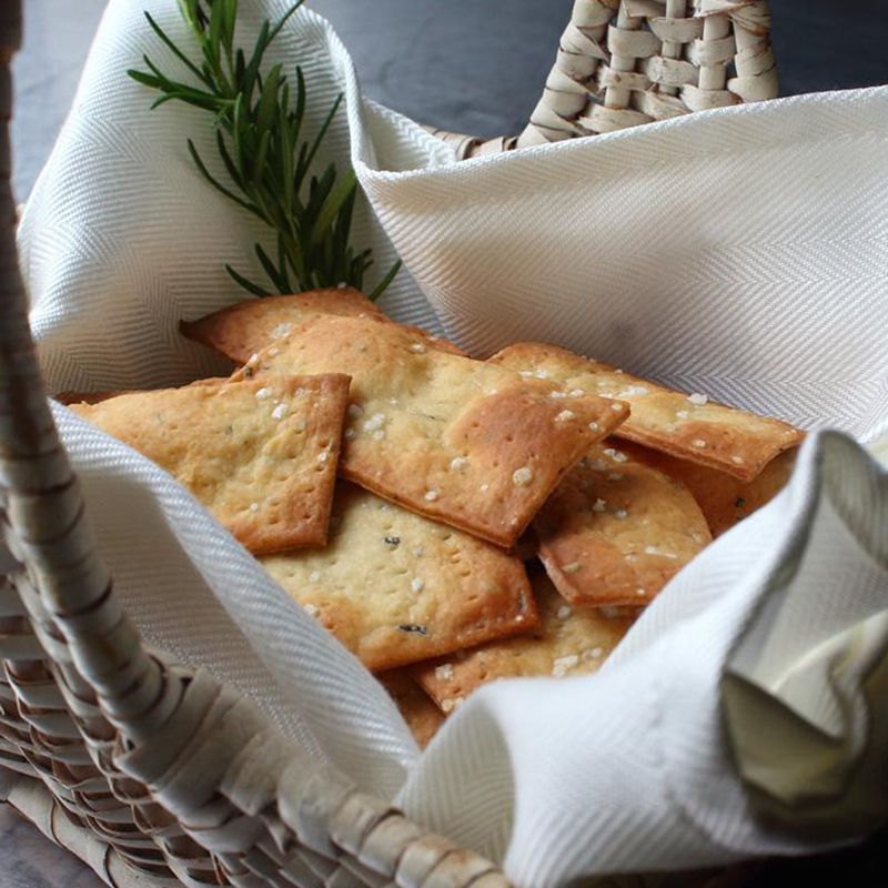 Crispy Rosemary Sea Salt Flatbread Crackers